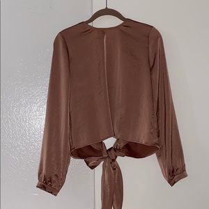 Satin Rose Open Back Blouse